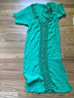 SHEIN Green Crochet-Trim Swim Coverup